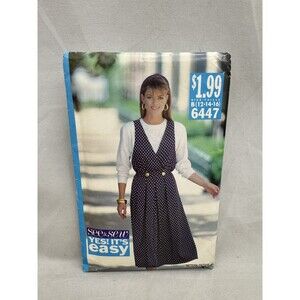 See Sew Easy Sewing Pattern 6447 Size 12 14 16 Mock Wrap Front Jumper Top Dress